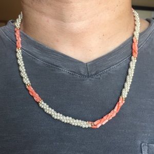 Beaded Necklace pink and white